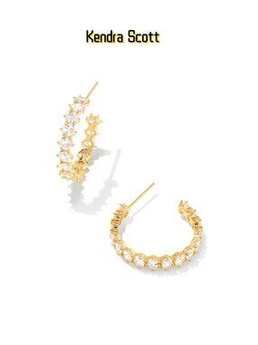 Cailin Gold Crystal Hoop Earrings in White CZ